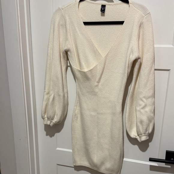 Windsor Dresses & Skirts - Ivory Knit Wrap-Style Mini Dress